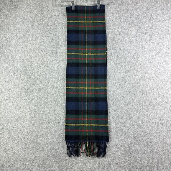 Lochcarron of Scotland Fringed Scarf 100% Lambswool Tartan Plaid Blue Green 64" - Picture 1 of 16